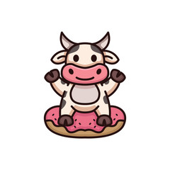 Cute cow with mascot design illustration