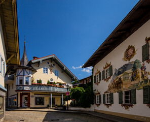 Fototapeta na wymiar Oberamergau is a beautiful village in Bavaria. Alps.