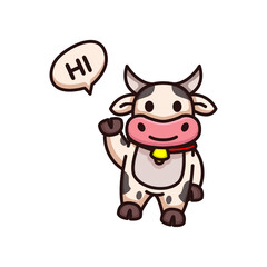 Cute cow with mascot design illustration