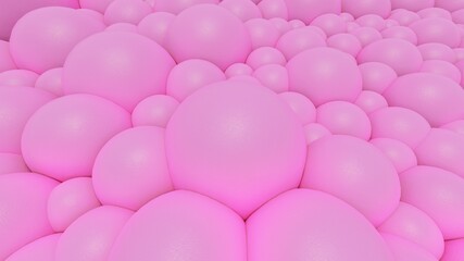 Abstract background of pink bubbles 3d illustration
