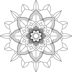 Easy Mandala coloring book simple and basic for beginners, seniors and children. Set of Mehndi flower pattern for Henna drawing and tattoo. Decoration in ethnic oriental, Indian style.