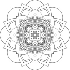 Easy Mandala coloring book simple and basic for beginners, seniors and children. Set of Mehndi flower pattern for Henna drawing and tattoo. Decoration in ethnic oriental, Indian style.
