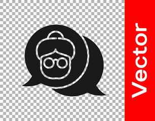Black Grandmother icon isolated on transparent background. Vector.
