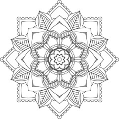 Easy Mandala coloring book simple and basic for beginners, seniors and children. Set of Mehndi flower pattern for Henna drawing and tattoo. Decoration in ethnic oriental, Indian style.