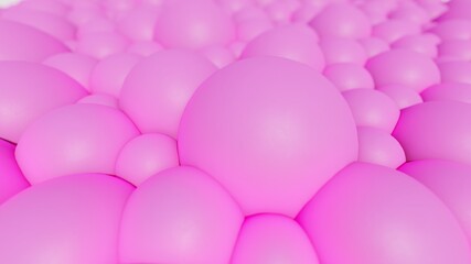 Abstract background of pink bubbles 3d illustration