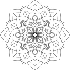 Easy Mandala coloring book simple and basic for beginners, seniors and children. Set of Mehndi flower pattern for Henna drawing and tattoo. Decoration in ethnic oriental, Indian style.