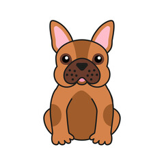 Cute French bulldog. Design for greeting card