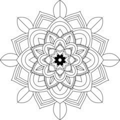 Easy Mandala coloring book simple and basic for beginners, seniors and children. Set of Mehndi flower pattern for Henna drawing and tattoo. Decoration in ethnic oriental, Indian style.