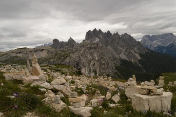 Hiking and climbing at the stunning Passo Giau in the Dolomite mountains of Northern Italy