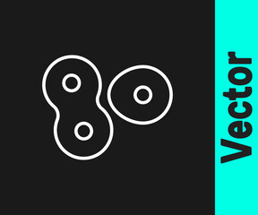 White line Cell division process icon isolated on black background. Vector.