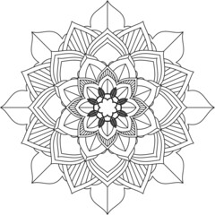 Easy Mandala coloring book simple and basic for beginners, seniors and children. Set of Mehndi flower pattern for Henna drawing and tattoo. Decoration in ethnic oriental, Indian style.