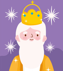 nativity, manger cute melchior wise king cartoon