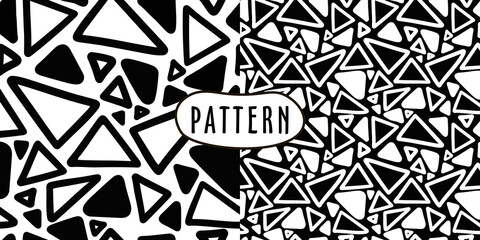 Cute simple pattern with different hand painted elements. Doodle. Vector seamless template background black and white. Monochrome memphis style illustration. 