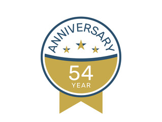 54 anniversary logo vector template, 54 years anniversary design 