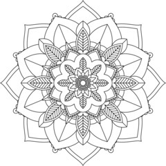 Easy Mandala coloring book simple and basic for beginners, seniors and children. Set of Mehndi flower pattern for Henna drawing and tattoo. Decoration in ethnic oriental, Indian style.