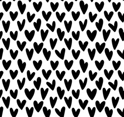 Heart seamless pattern. Love. Black and white - Vector