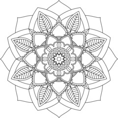 Easy Mandala coloring book simple and basic for beginners, seniors and children. Set of Mehndi flower pattern for Henna drawing and tattoo. Decoration in ethnic oriental, Indian style.