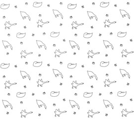Naklejka premium Cute funny goose hand drawn seamless pattern background, vector illustration