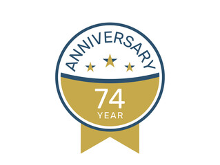 74 anniversary logo vector templates, 74 years anniversary design 