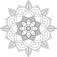Easy Mandala coloring book simple and basic for beginners, seniors and children. Set of Mehndi flower pattern for Henna drawing and tattoo. Decoration in ethnic oriental, Indian style.