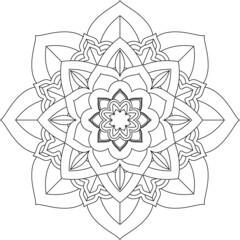 Fototapeta premium Easy Mandala coloring book simple and basic for beginners, seniors and children. Set of Mehndi flower pattern for Henna drawing and tattoo. Decoration in ethnic oriental, Indian style.