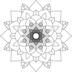 Easy Mandala coloring book simple and basic for beginners, seniors and children. Set of Mehndi flower pattern for Henna drawing and tattoo. Decoration in ethnic oriental, Indian style.