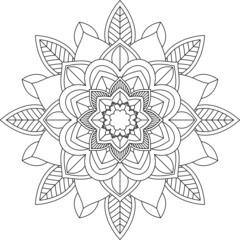 Easy Mandala coloring book simple and basic for beginners, seniors and children. Set of Mehndi flower pattern for Henna drawing and tattoo. Decoration in ethnic oriental, Indian style.