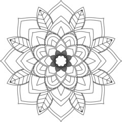 Easy Mandala coloring book simple and basic for beginners, seniors and children. Set of Mehndi flower pattern for Henna drawing and tattoo. Decoration in ethnic oriental, Indian style.