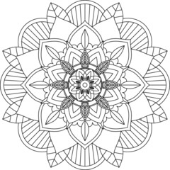 Easy Mandala coloring book simple and basic for beginners, seniors and children. Set of Mehndi flower pattern for Henna drawing and tattoo. Decoration in ethnic oriental, Indian style.