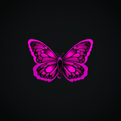 Obraz na płótnie Canvas Pink Color Butterfly Top Shot Vector Illustration on white background