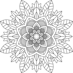 Easy Mandala coloring book simple and basic for beginners, seniors and children. Set of Mehndi flower pattern for Henna drawing and tattoo. Decoration in ethnic oriental, Indian style.
