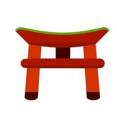 Ritual red gate Torii. Japanese religion and attractions. Entrance to a Shinto shrine. National symbol. Sanctuary and the temple. Flat icon