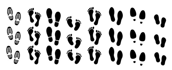 Footsteps icon set. Shoes footsteps vector sign. Vector illustration