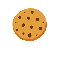 Cookie. Oatmeal pastry with chocolate. The element of home bakery. Sweet snack. Flat cartoon illustration