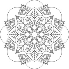 Easy Mandala coloring book simple and basic for beginners, seniors and children. Set of Mehndi flower pattern for Henna drawing and tattoo. Decoration in ethnic oriental, Indian style.