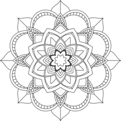 Easy Mandala coloring book simple and basic for beginners, seniors and children. Set of Mehndi flower pattern for Henna drawing and tattoo. Decoration in ethnic oriental, Indian style.