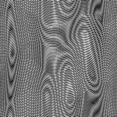 Moire seamless holographic vector background. Moire texture wavy lines optical illusion abstract background. TV screen effect. Distorted shapeful lines wallpaper.