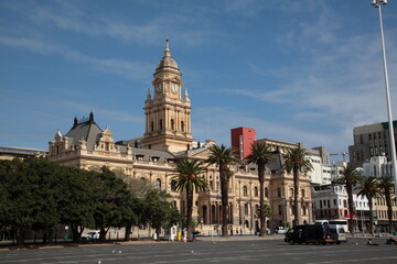 Naklejka na ściany i meble View of Cape Town City Hall and downtown skyscrapers in Cape Town, South Africa