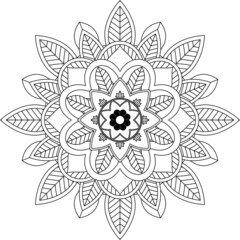Easy Mandala coloring book simple and basic for beginners, seniors and children. Set of Mehndi flower pattern for Henna drawing and tattoo. Decoration in ethnic oriental, Indian style.