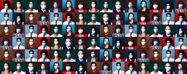 People with mouth caps fight against Corona