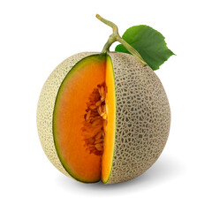 Sliced cantaloupe melons isolated on white background