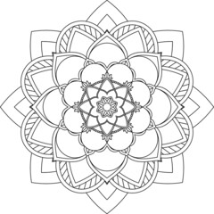 Easy Mandala coloring book simple and basic for beginners, seniors and children. Set of Mehndi flower pattern for Henna drawing and tattoo. Decoration in ethnic oriental, Indian style.