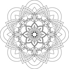 Easy Mandala coloring book simple and basic for beginners, seniors and children. Set of Mehndi flower pattern for Henna drawing and tattoo. Decoration in ethnic oriental, Indian style.