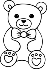 Teddy bear for Valentine's Day. A letter with a heart. Simple graphics. Fool. Hand-drawn