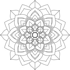 Easy Mandala coloring book simple and basic for beginners, seniors and children. Set of Mehndi flower pattern for Henna drawing and tattoo. Decoration in ethnic oriental, Indian style.