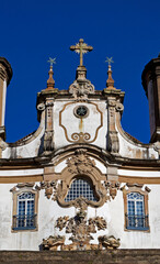 Baroque church (detail) in historical city of Ouro Preto, Brazil