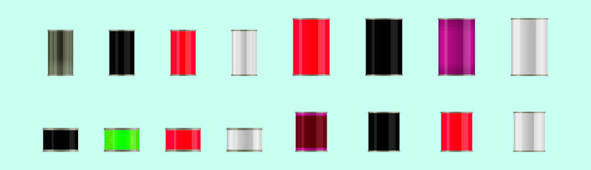 food cans template. cartoon icon design template with various models. vector illustration isolated on blue background