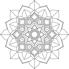 Easy Mandala coloring book simple and basic for beginners, seniors and children. Set of Mehndi flower pattern for Henna drawing and tattoo. Decoration in ethnic oriental, Indian style.