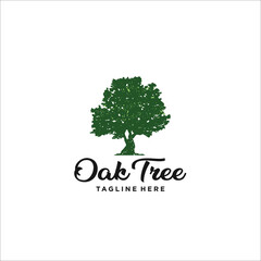 oak tree logo design silhouette vector