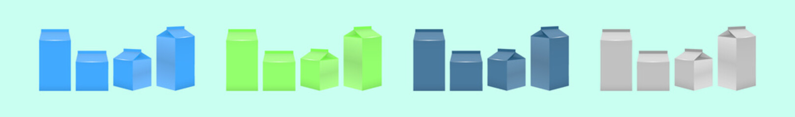 set of milk box. cartoon icon design template with various models. vector illustration isolated on blue background
